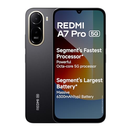 Redmi A7 Pro 5G (Black, 4Gb Ram,128Gb Storage) | Segment’S Fastest Processor | Segment’S Largest Battery | Segment’S Largest & Smoothest 6.9In 120Hz Display