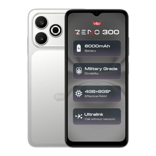Itel Zeno 300 | 6000Mah Mega Battery Smartphone | 18W Type-C Fast Charging | 6.56” Hd+ 90Hz Display | Unisoc T7100 Octa-Core | 4Gb + 8Gb Ram, 64Gb Storage | Android 16 Go | Silver Mist