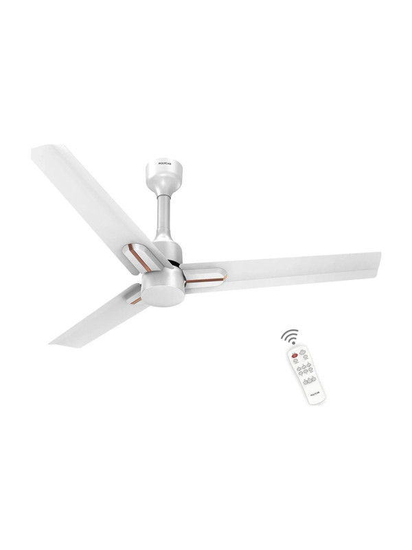Polycab Wizzy Neo100% CopperHigh Air Delivery with 4 Year Warranty BLDC Motor with Remote 1200 mm Ceiling Fan(5 Star | White Rose Gold | Pack of 1)