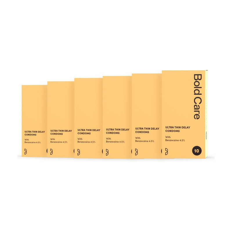 Bold Care Ultra Thin Climax Delay Lubricated – Natural Latex Condom(Set of 6, 60 Sheets)