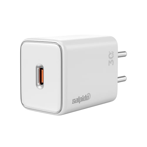 Salpido Original 30W Universal Charging Adapter with USB-C Port, Type C Fast Charger, Mobile Charger Adapter for iPhone, iPad, Samsung Galaxy, Redmi, Mi, Oppo, and More (GD-WC-10 – White)