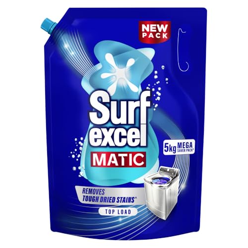 Surf Excel Matic Liquid Detergent 5 kg for Top Load | Removes tough Stains in 1st wash | Superior Fragrance | Color Protection | Trusted by machine manufacturers like Whirlpool, Bosch, Lloyd, Voltas