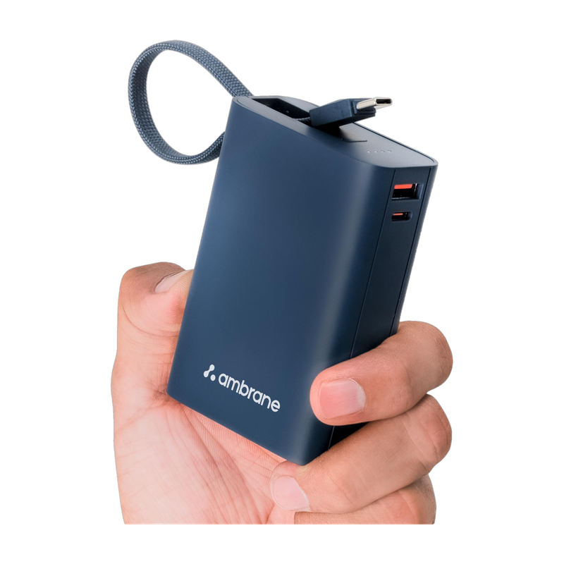 Ambrane 20000 mAh 22.5 W Ultra Compact Power Bank(Navy Blue, Lithium Polymer, Fast Charging, Power Delivery 3.0, Quick Charge 3.0 for Mobile, Earbuds, Smartwatch, Tablet)