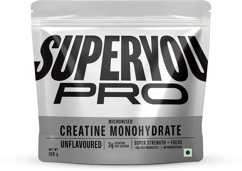 SUPERYOU Pro Creatine Monohydrate|33 Servings| Boosts Muscle Strength & Brain Focus Creatine(100 g, Unflavoured)